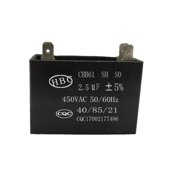 cbb61 capacitor 450vac 2uf Fan start capacitor 5% suplier of shenzhen wholesale